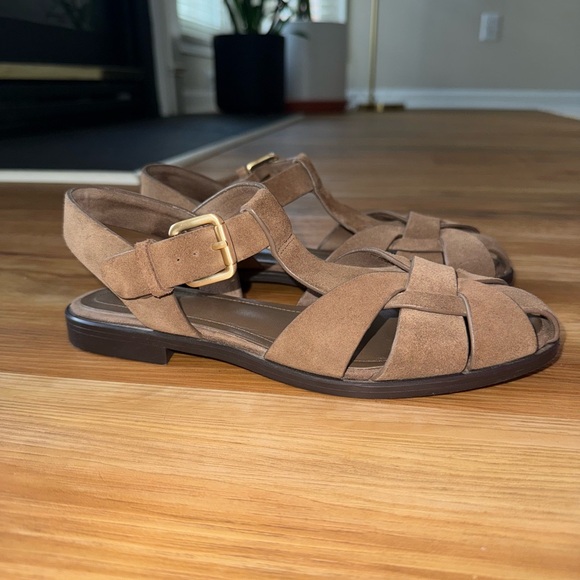 Taupe Gray Suede Women's Sandals - Picture 3 of 9